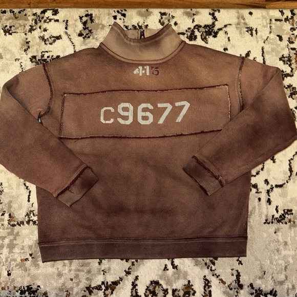 Free People Bonnie Sweatshirt 3/4 Sleeve Bleached Dye Red Fleece Size Small - Picture 1 of 6